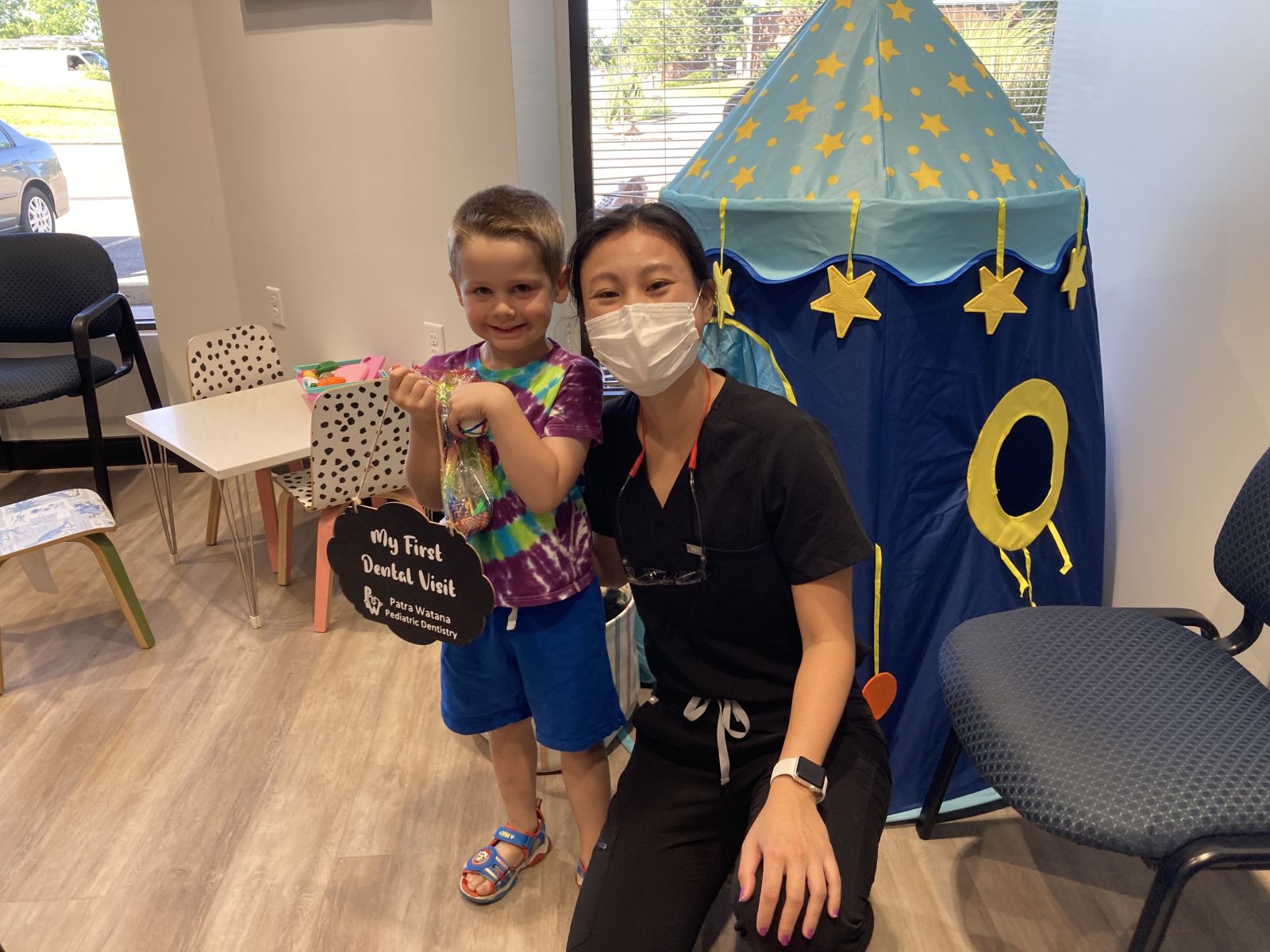 Dr Megan with patient for first visit